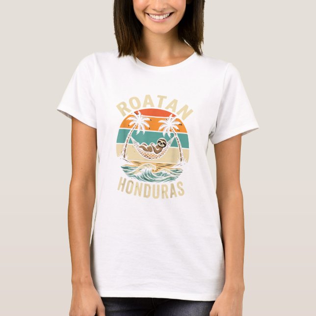 Roatan Honduras Faulttier T-Shirt (Vorderseite)
