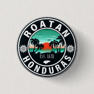 Roatán Honduras Island Retro Sunset Souvenirs 80er Button