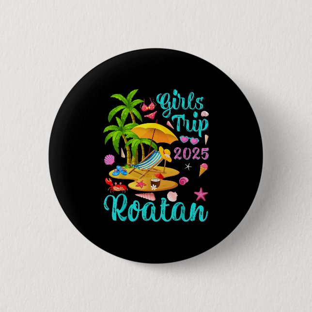 Roatan Strand Honduras Sommerurlaub Mädchen Reise  Button (Vorderseite)