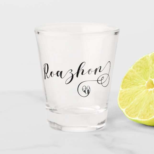 Roazhon, Rennes Flag im Herzen, Breton Schnapsglas (Vorderseite)