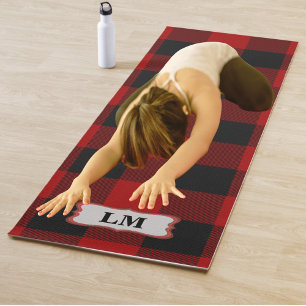 Rob Roy Karo Rot Schwarz Kariert Monogramm Initial Yogamatte