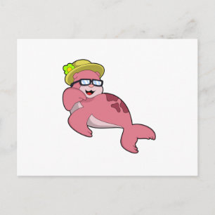 Robbe mit Brille.PNG Postkarte