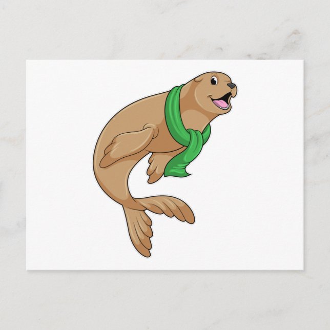 Robbe mit Schal Postkarte (Vorderseite)
