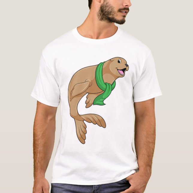 Robbe mit Schal T-Shirt (Vorderseite)