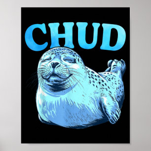 Robben-Chud-Vintage-lustig-süße-Robben-Meme-Tier Poster