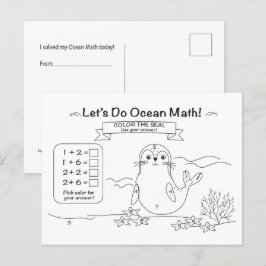 Robben-Ozean-Mathe-Färbpostkarte Postkarte