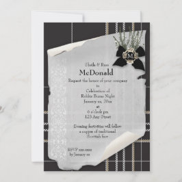Robbie Burns Black Tartan Einladung