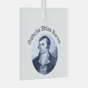 Robbie Burns - Oidhche Bhlas Burns Blaue Text Ornament Aus Glas