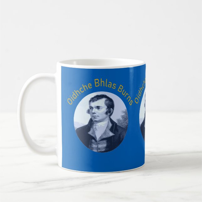 Robbie Burns - Oidhche Bhlas Burns Gelber Text Kaffeetasse (Links)