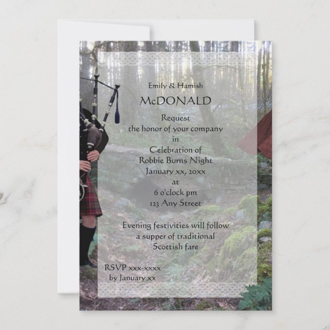 Robbie Burns Piper Einladung (Vorderseite)