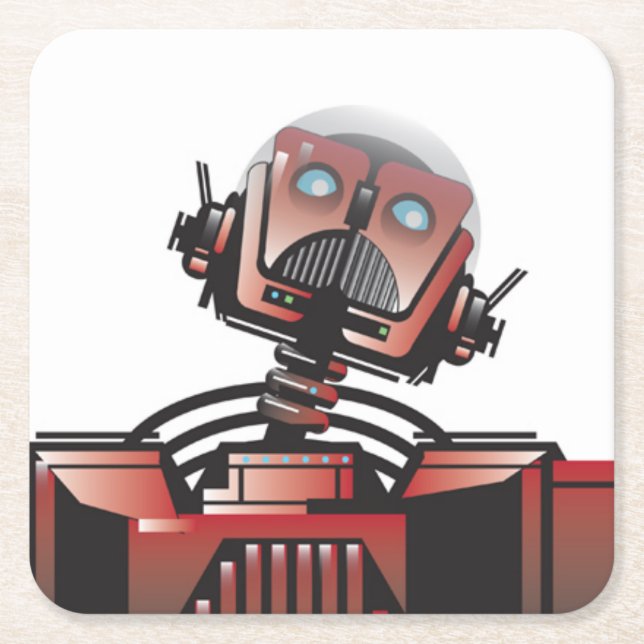 Robbie der Roboter-Untersetzer Rechteckiger Pappuntersetzer (Vorderseite)