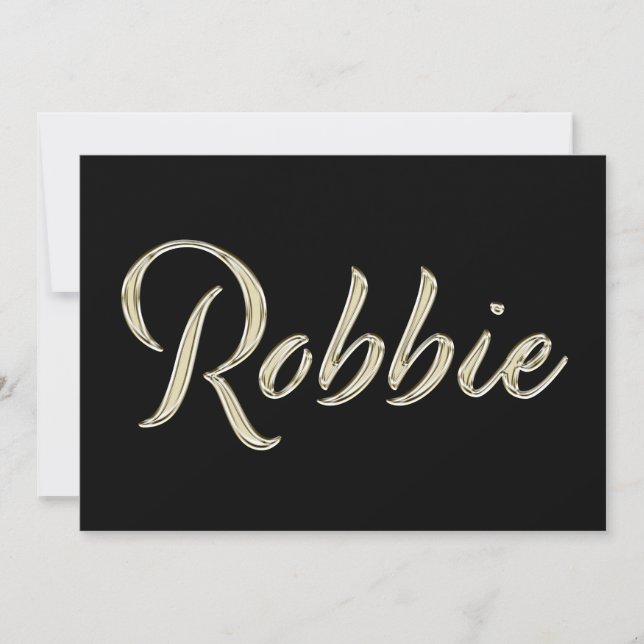 Robbie Name white gold Handwriting Karte (Vorderseite)