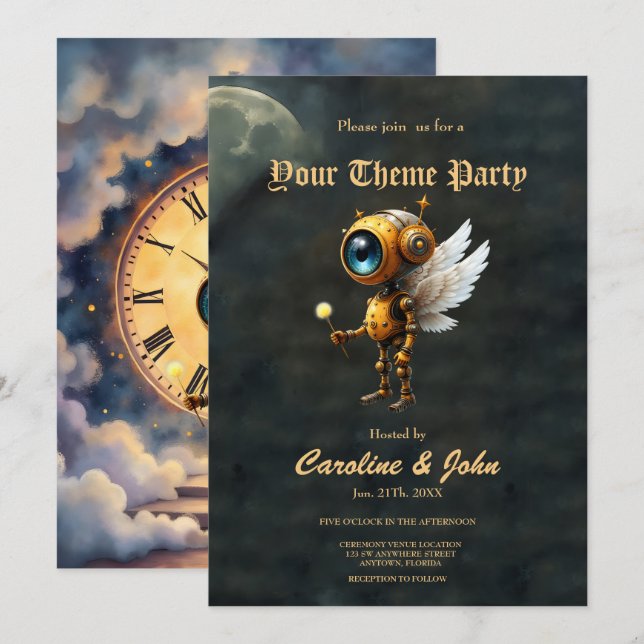 Robby der geflügelte Zeitwächter – Wings of Time S Einladung (Vorne/Hinten)