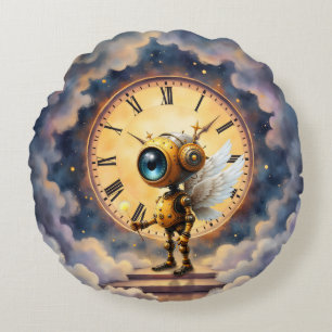 Robby der geflügelte Zeitwächter – Wings of Time S Rundes Kissen