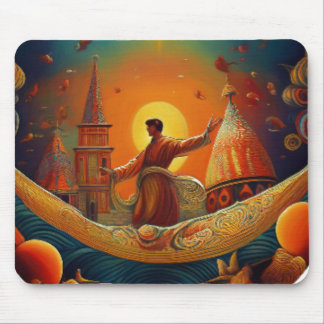 Robed Man in Fantasy-Szene in der antiken Stadt Mousepad