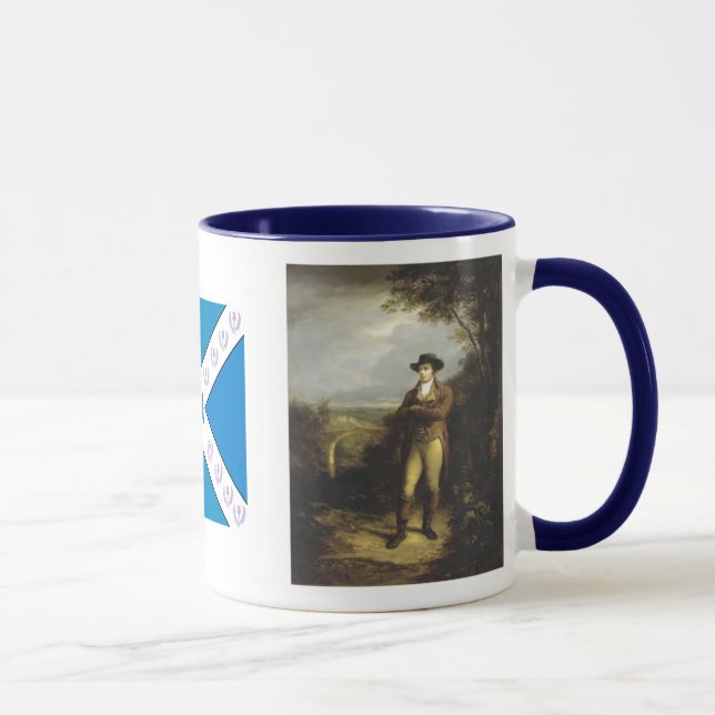 Robert brennt mit der schottischen Saltire Tasse (Rechts)