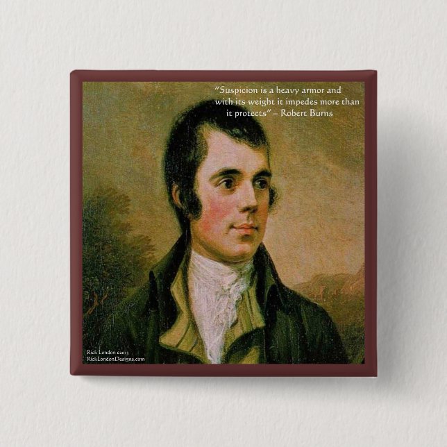 Robert Burns & Berühmter Verdacht-Zitat Button (Vorderseite)
