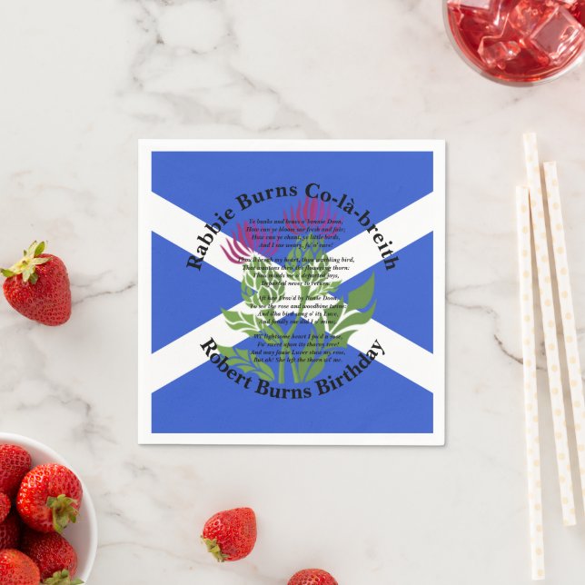 Robert Burns Birthday Gedicht Thistle Flag Klein Serviette (Beispiel)