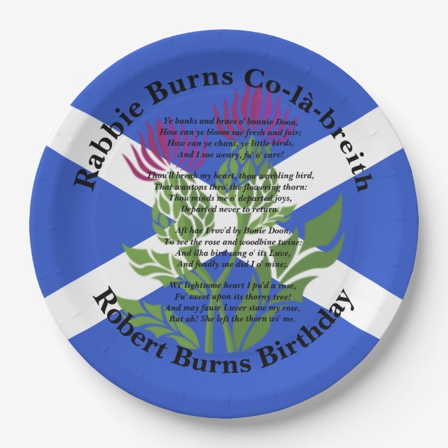 Robert Burns Birthday Geem Thistle Flag Large 9" Pappteller (Vorderseite)