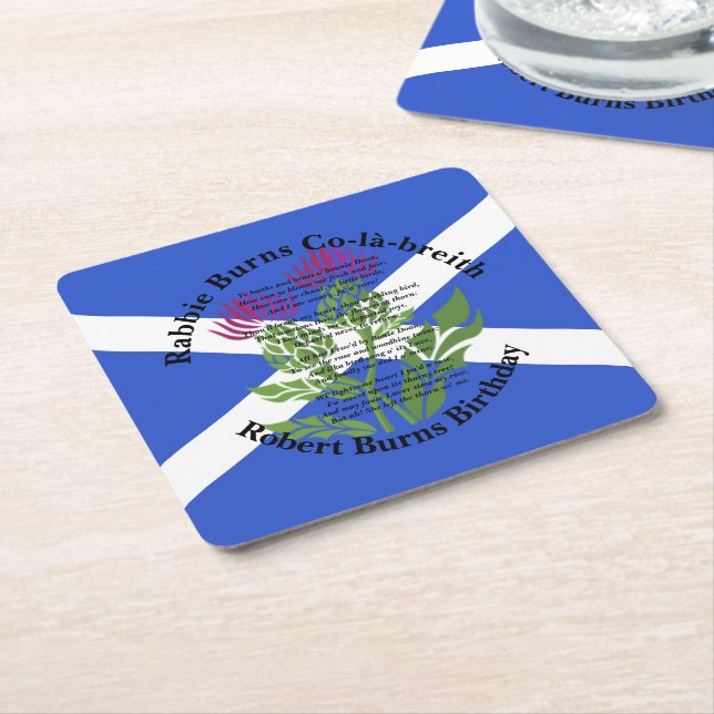 Robert Burns Birthday Geem Thistle Flag Rechteckiger Pappuntersetzer (angewinkelt)