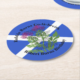 Robert Burns Birthday Geem Thistle Flag Runder Pappuntersetzer