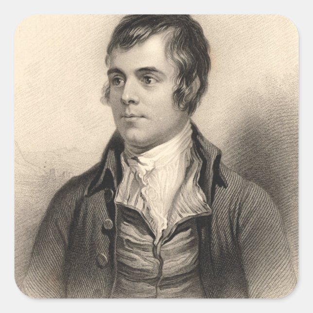 Robert Burns Portrait Quadratischer Aufkleber (Vorderseite)