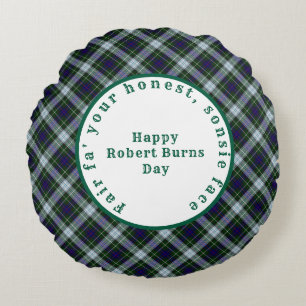 Robert Burns Scottish Tartan 2 Rundes Kissen