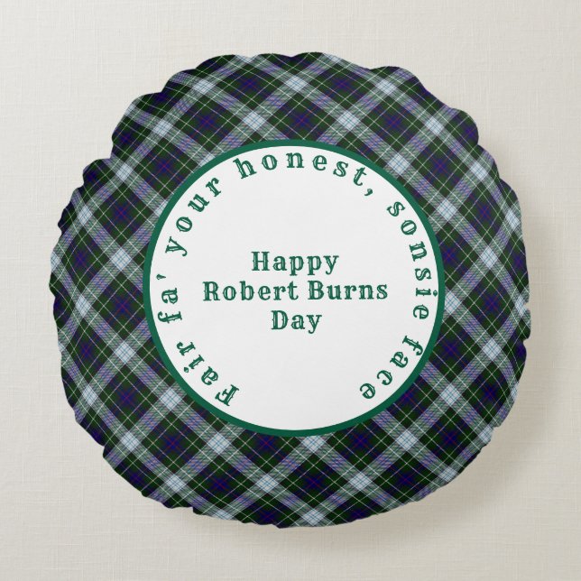 Robert Burns Scottish Tartan 2 Rundes Kissen (Vorderseite)