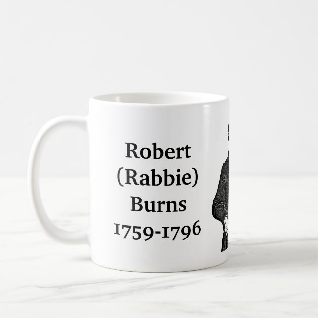 Robert Burns zitiert auf Dichter, Maler und Lügen Kaffeetasse (Links)