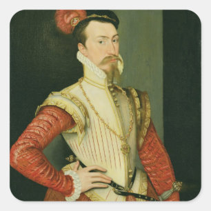 Robert Dudley (1532-88) 1st Earl of Leicester, c.1 Quadratischer Aufkleber
