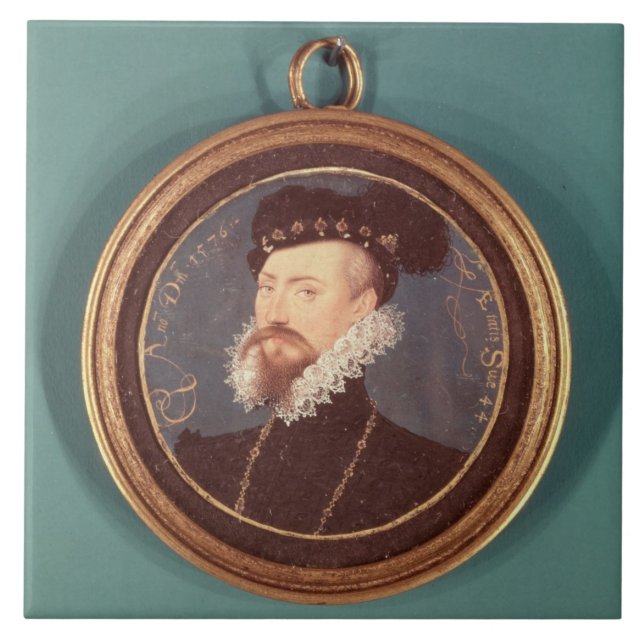 Robert Dudley, Graf von Leicester (c.1532-88) 1576 Fliese (Vorderseite)