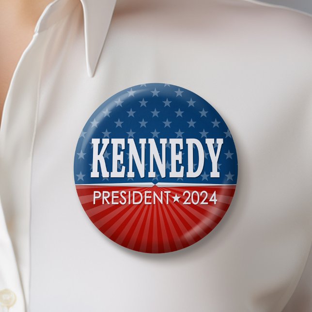 Robert F Kennedy JR 2024 - Stars Streifen Button (Kennedy 2024 Button)