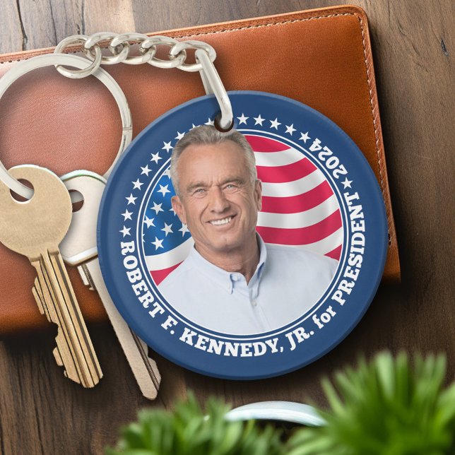 Robert F Kennedy JR RFK Foto und Fahne 2024 Schlüsselanhänger (Personalized Keychain - campaign gear)