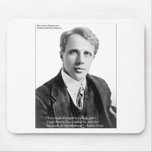 Robert Frost "Road Traveled" Zitat auf Karten und Mousepad