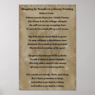 Robert Frost, Stoppby Woods Poster