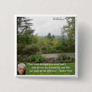 Robert Frost Weisheitszitat "Weniger begangener We Button