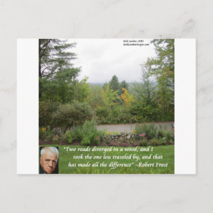 Robert Frost Weisheitszitat "Weniger begangener We Postkarte