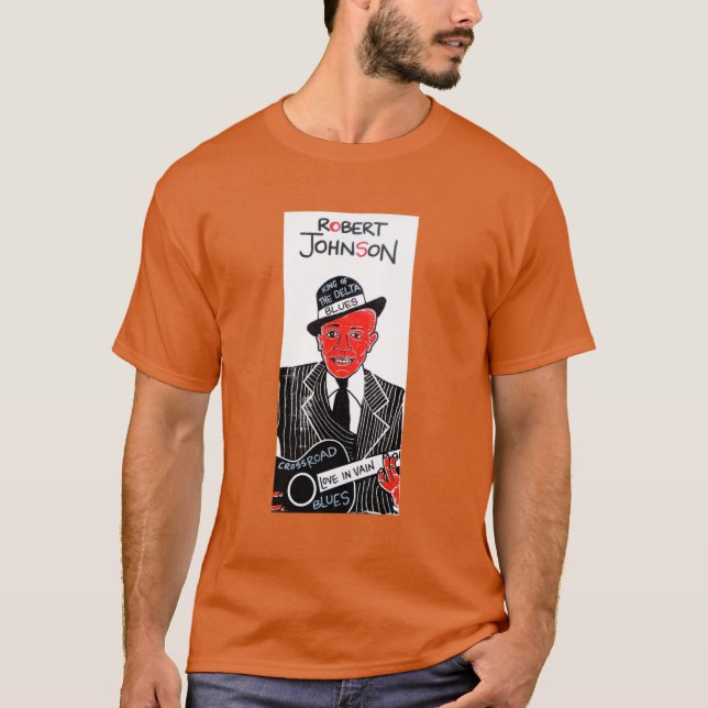 Robert Johnson Blues Folk Art T-Shirt (Vorderseite)