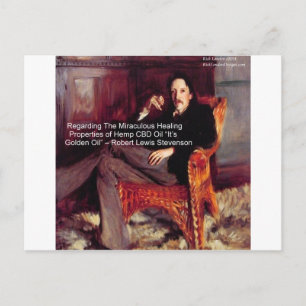 Robert Louis Stevenson & Quote CBD ist Goldenes Öl Postkarte