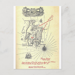Robert Louis Stevenson's Treasure Island Map Postkarte