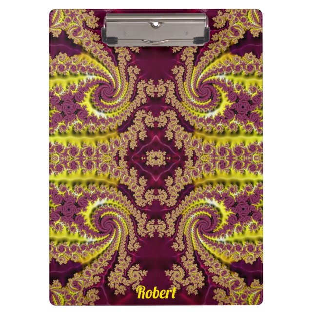 ROBERT ~ Maroon und Yellow Design Original Klemmbrett (Vorderseite)