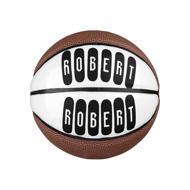 Robert Mens Name in Black n White, Mini Basketball (Vorderseite)