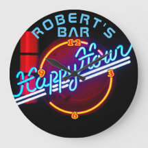 ROBERT - Neon Sign Bar Mancave Den Clock Fun