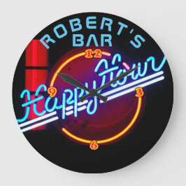 ROBERT - Neon Sign Bar Mancave Den Clock Fun Große Wanduhr
