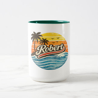 Robert Retro Sonnenuntergang Name Design Zweifarbige Tasse
