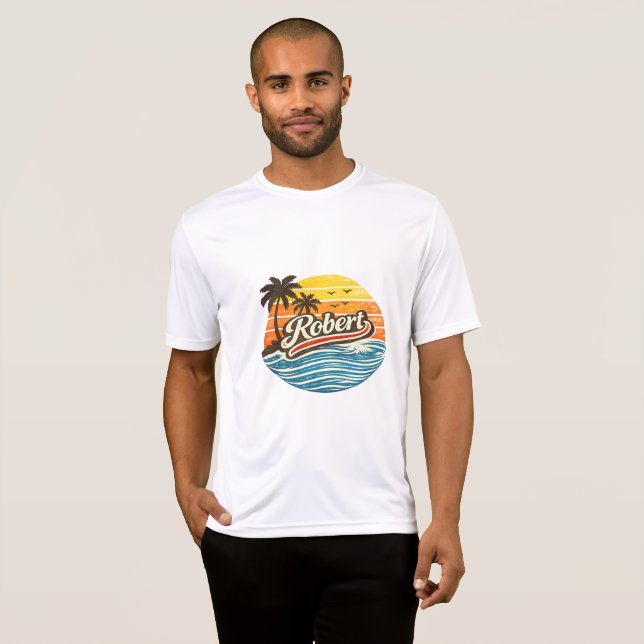 Robert Retro Sunset Name Design T-Shirt (Vorne ganz)