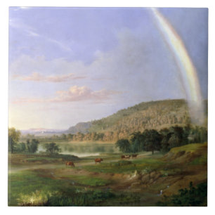 Robert S. Duncanson Landscape mit Regenbogengestec Fliese