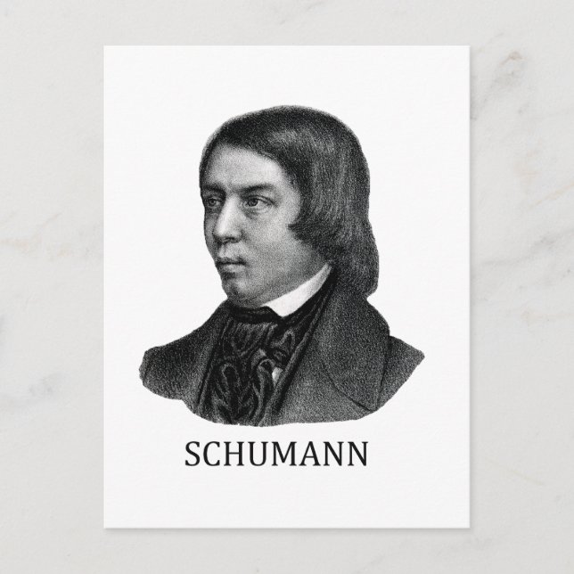 Robert Schumann, schwarz Postkarte (Vorderseite)