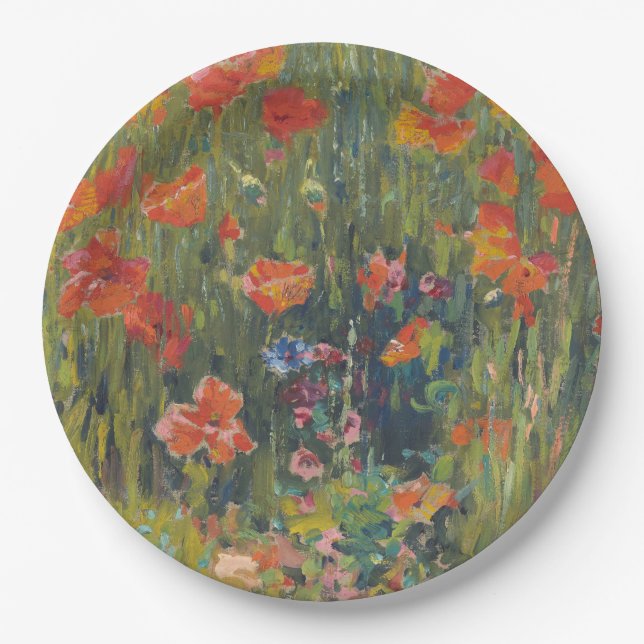 Robert Vonnoh Rote Mohnblumen 1888 Impressionistis Pappteller (Vorderseite)