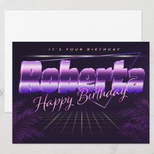 Roberta Name Vorname lila retro Karte Geburtstag